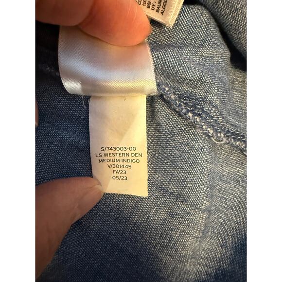 GAP Cotton Chambray Dress M Western Snap Cottagecore Cowgirl Style - Picture 8 of 10